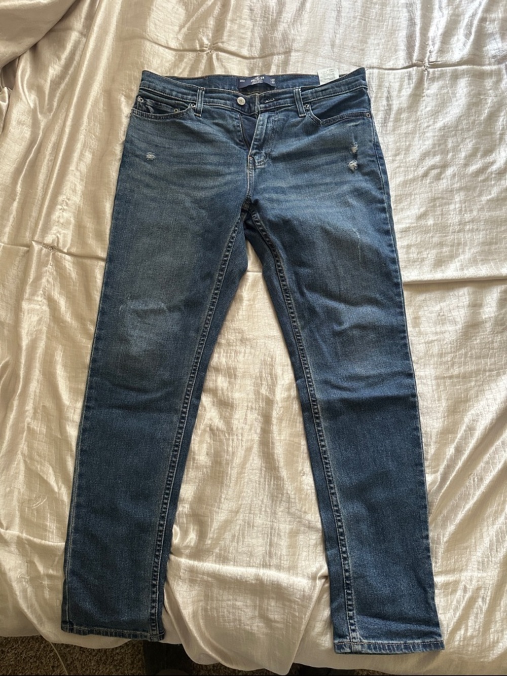 Hollister Men's Athletic Skinny Jeans in Dark Blue Wash